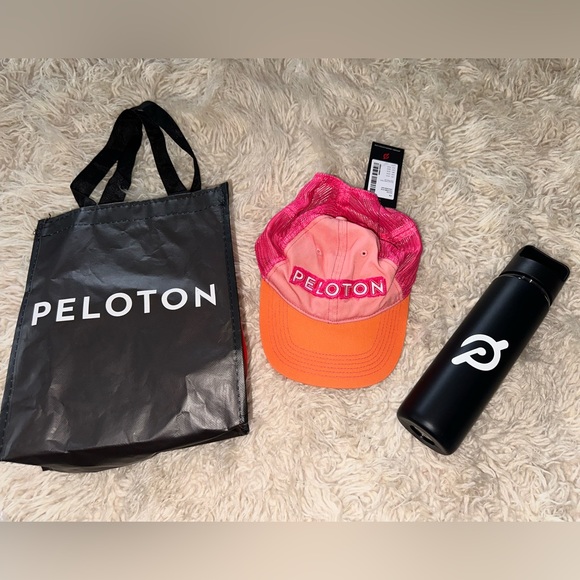 NWT Peloton Colorblock Hat and NIB Glass Water Bottle - Picture 1 of 7